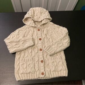 Cream Chunky Cable Knit Hooded Cardigan Size 9 10